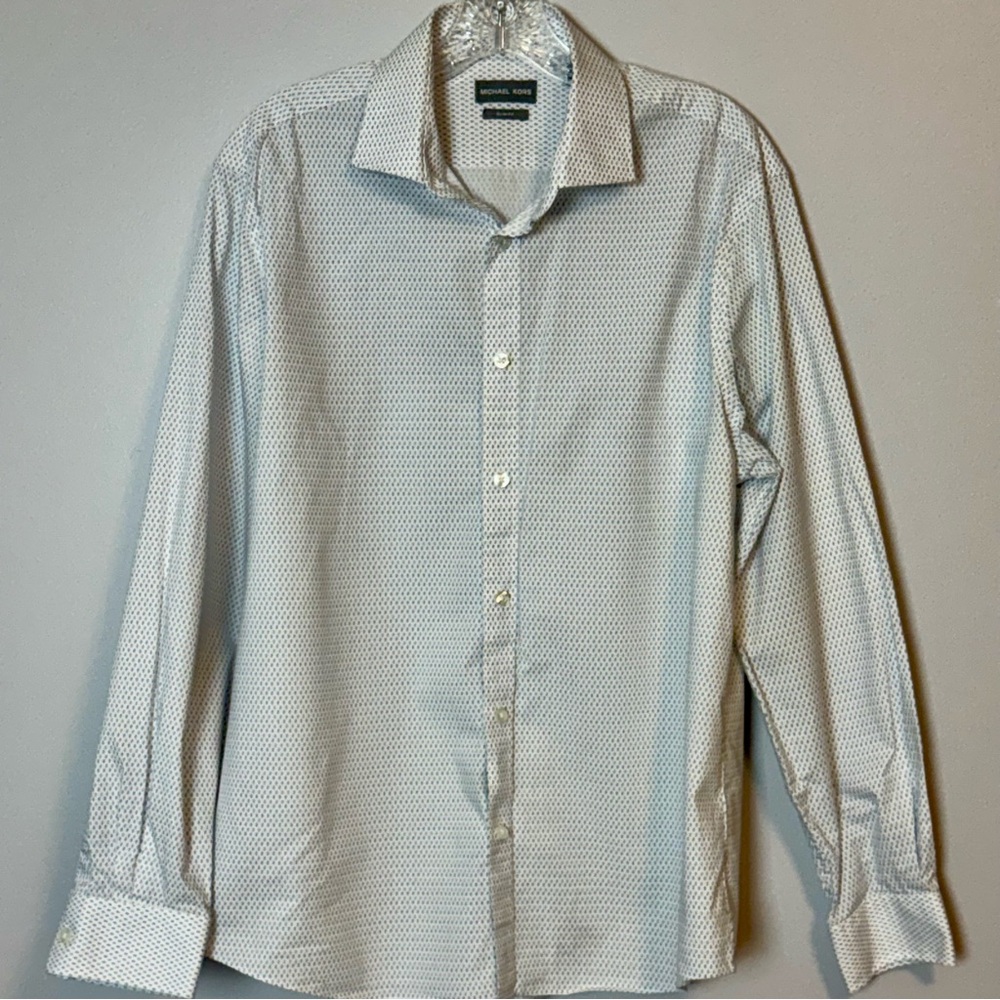 Michael Kors White Patterned Dress Shirt